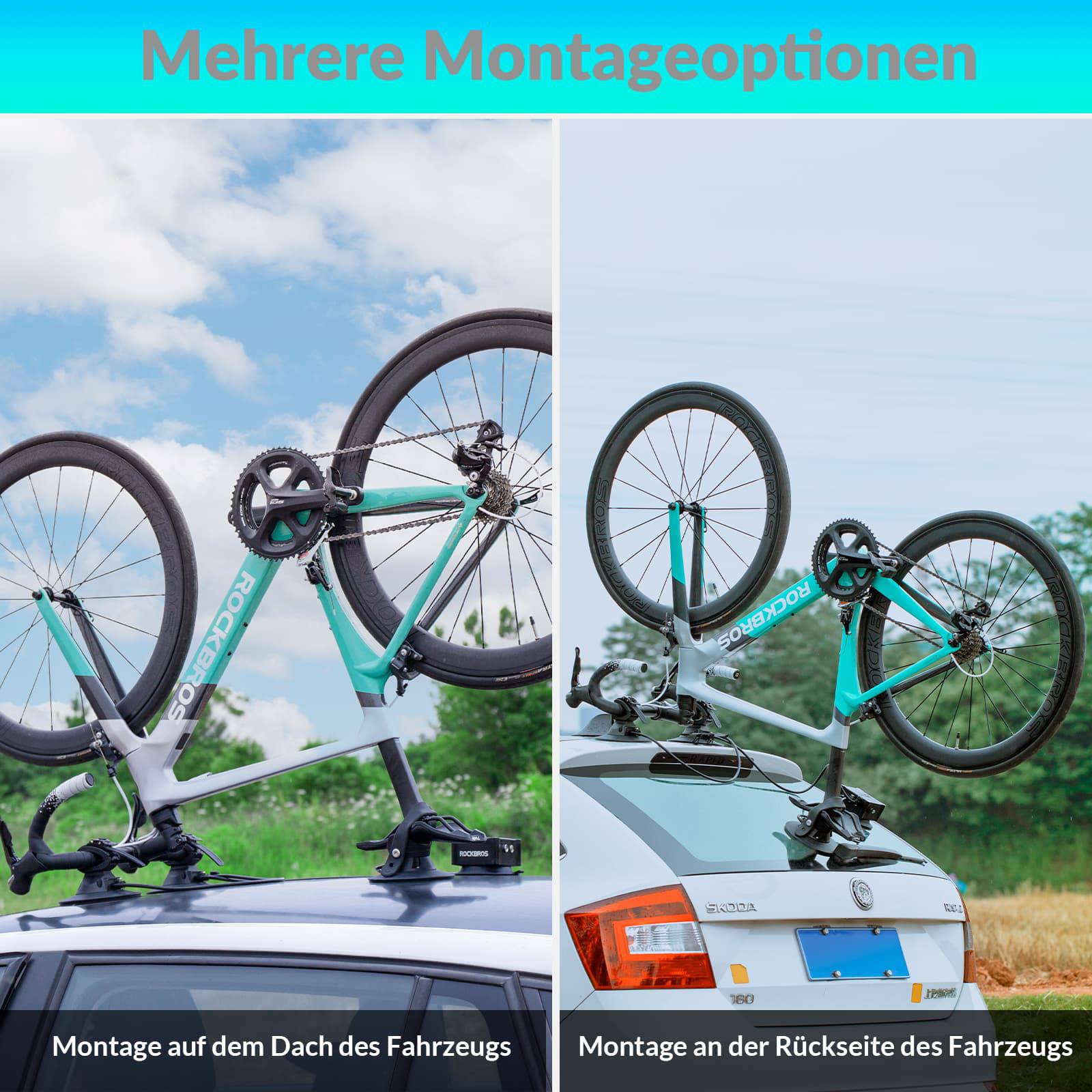 ROCKBROS Tragbar Fahrradträger elektrisch Fahrrad Dachträger mit Saugnapf - Fahrrad Dachträger ROCKBROS - EU - NooMii