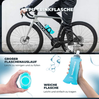 ROCKBROS Trinkflasche Faltbare Wasserflasche 500ml für Laufen Wandern Radfahren - Fahrrad Flaschenhalter ROCKBROS - EU - NooMii
