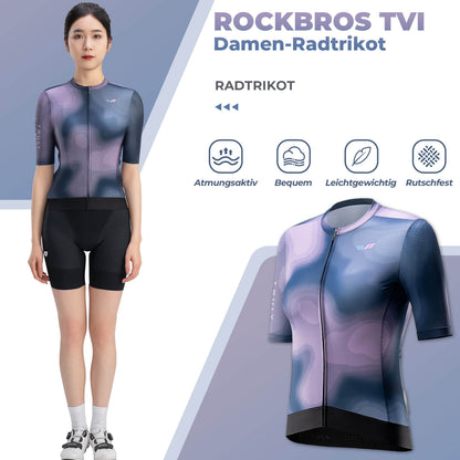 ROCKBROS TVI Damen Kurzarm - Radtrikot Sommer Schnelltrocknend mit 3 Taschen - Fahrradtrikot ROCKBROS - EU - NooMii