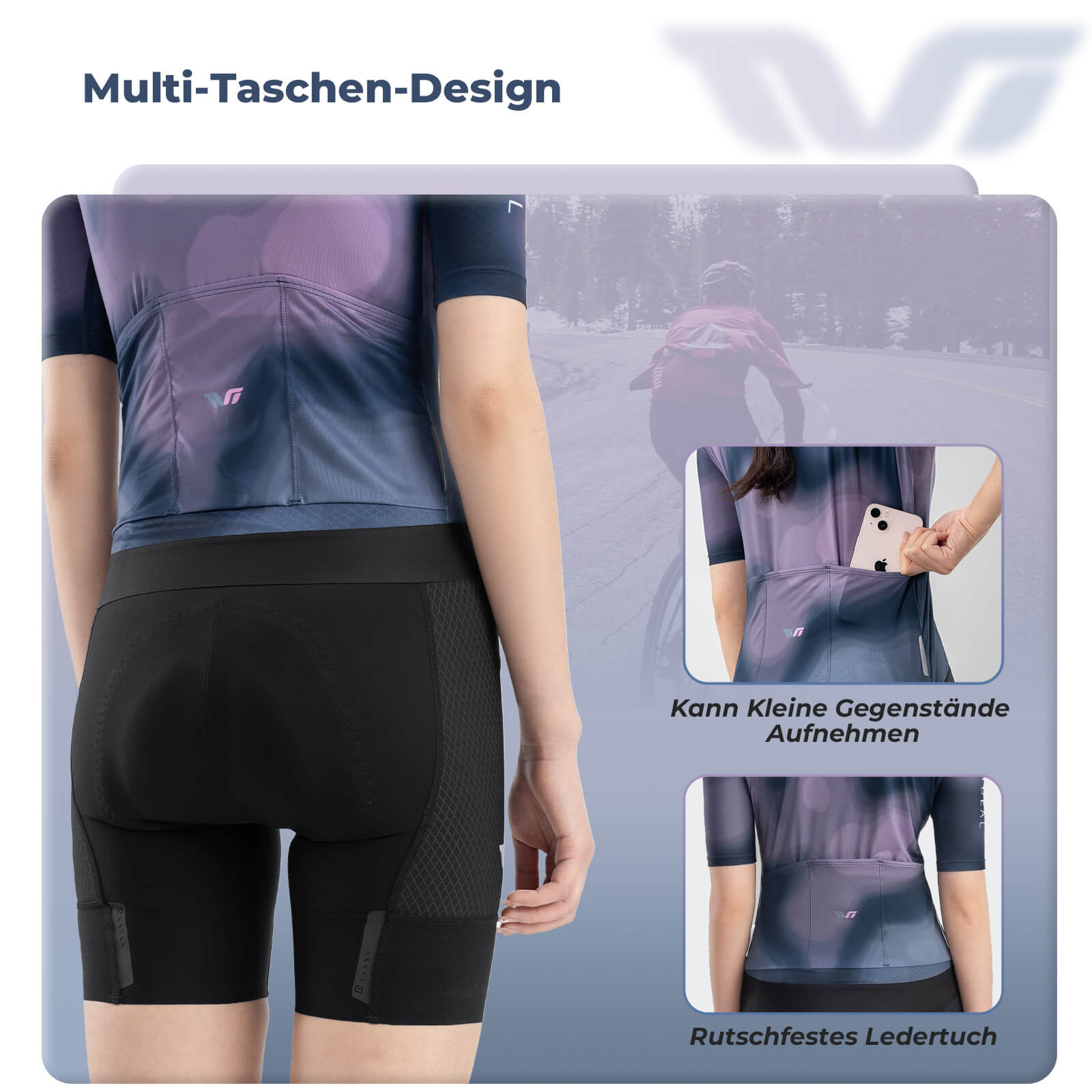 ROCKBROS TVI Damen Kurzarm - Radtrikot Sommer Schnelltrocknend mit 3 Taschen - Fahrradtrikot ROCKBROS - EU - NooMii