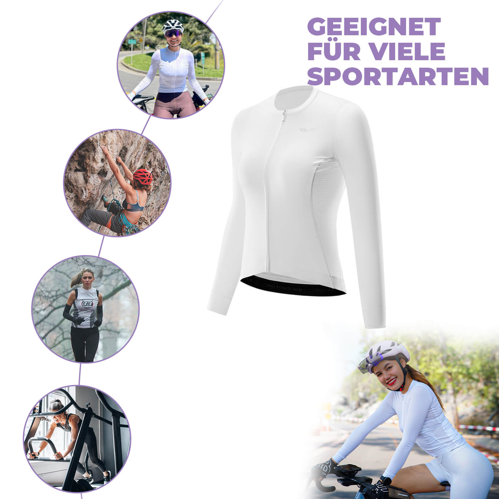 ROCKBROS TVI Damen Langarm - Radtrikot Fahrradbekleidung für MTB & Rennrad - Fahrradtrikot ROCKBROS - EU - NooMii