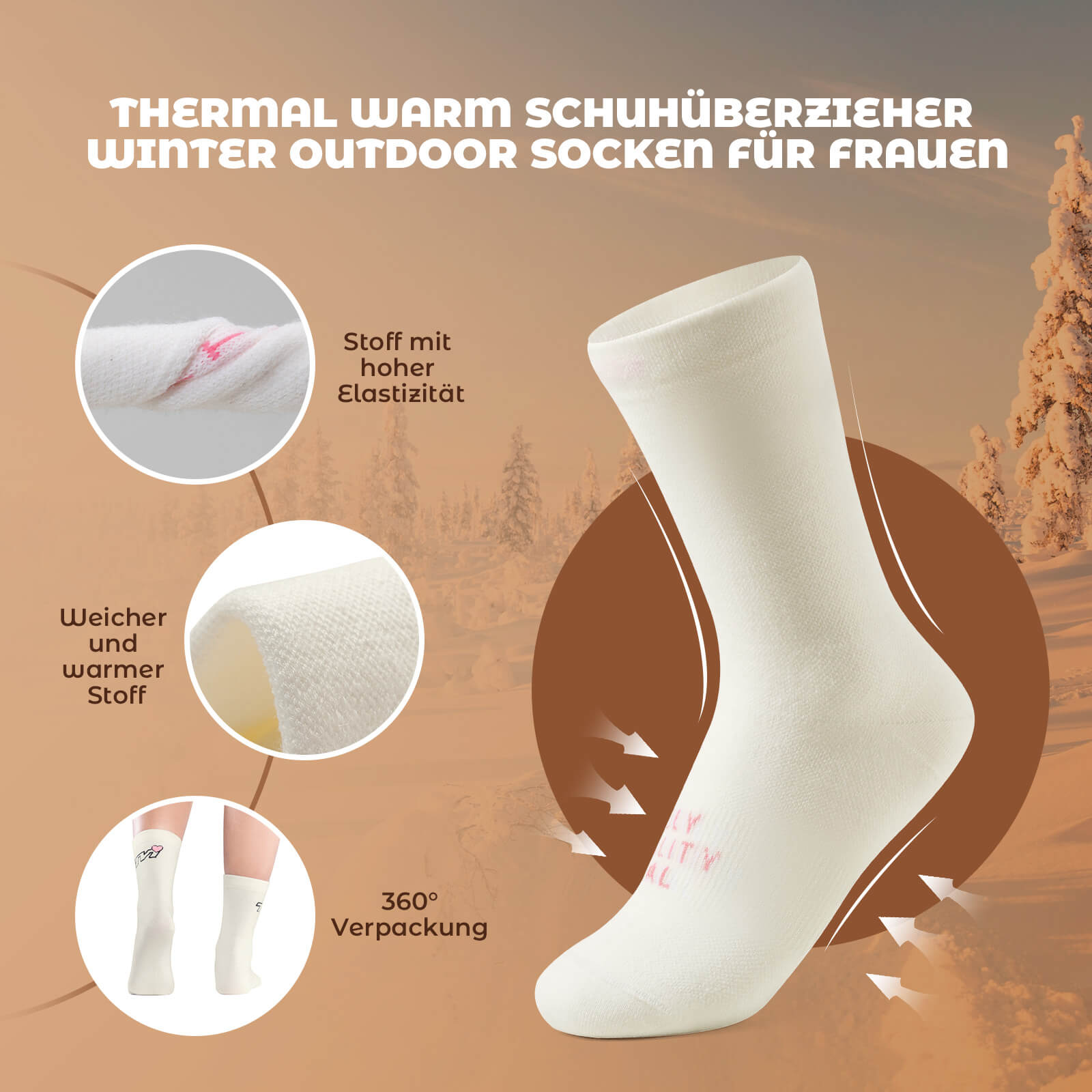 ROCKBROS TVI Damen Sportsocken Atmungsaktive Fahrradsocken Winter - Fahrradsocken ROCKBROS - EU - NooMii