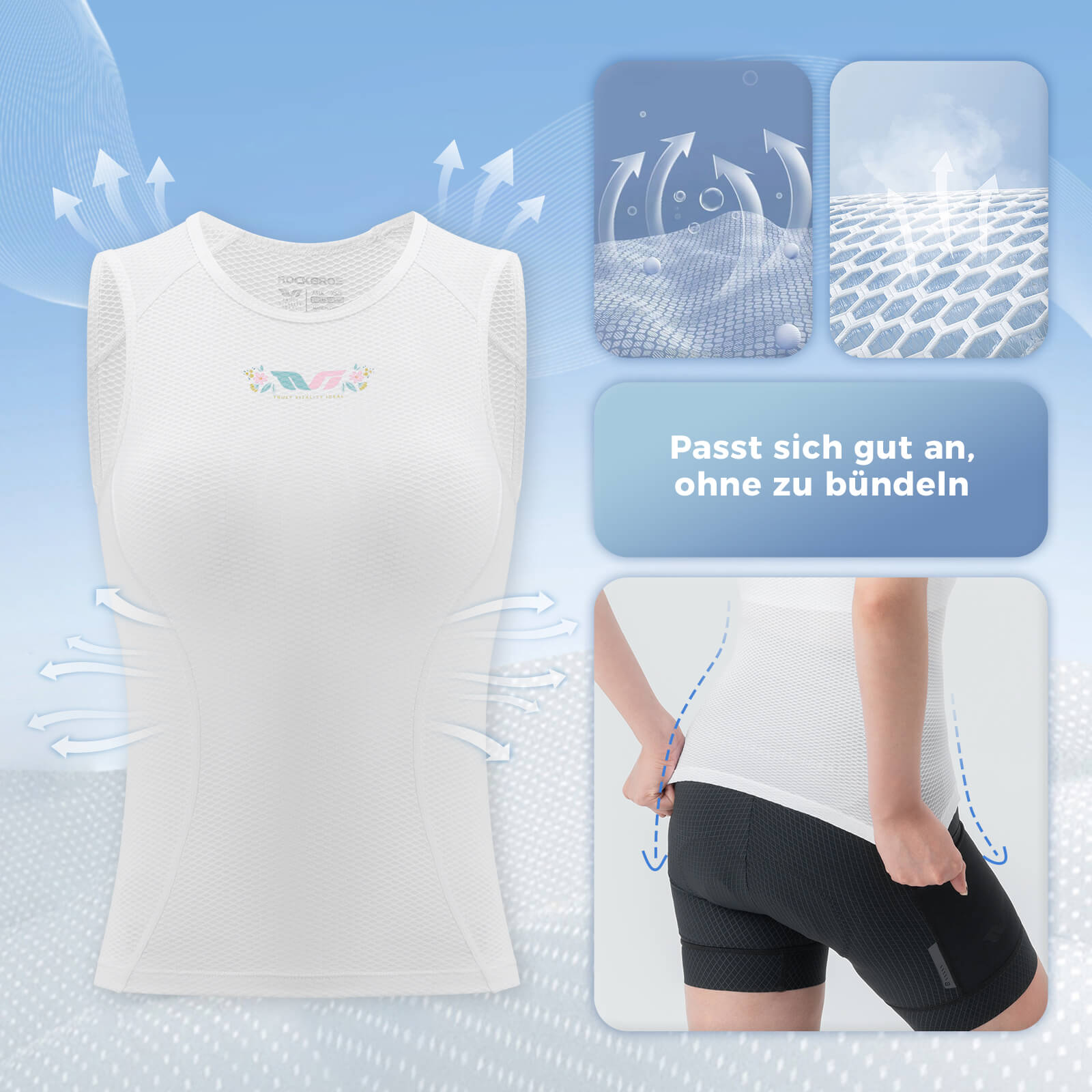 ROCKBROS TVI Radtrikot Ärmellos Sommer Unterhemd Fahrradtrikot Atmungsaktiv - Funktionsshirt ROCKBROS - EU - NooMii