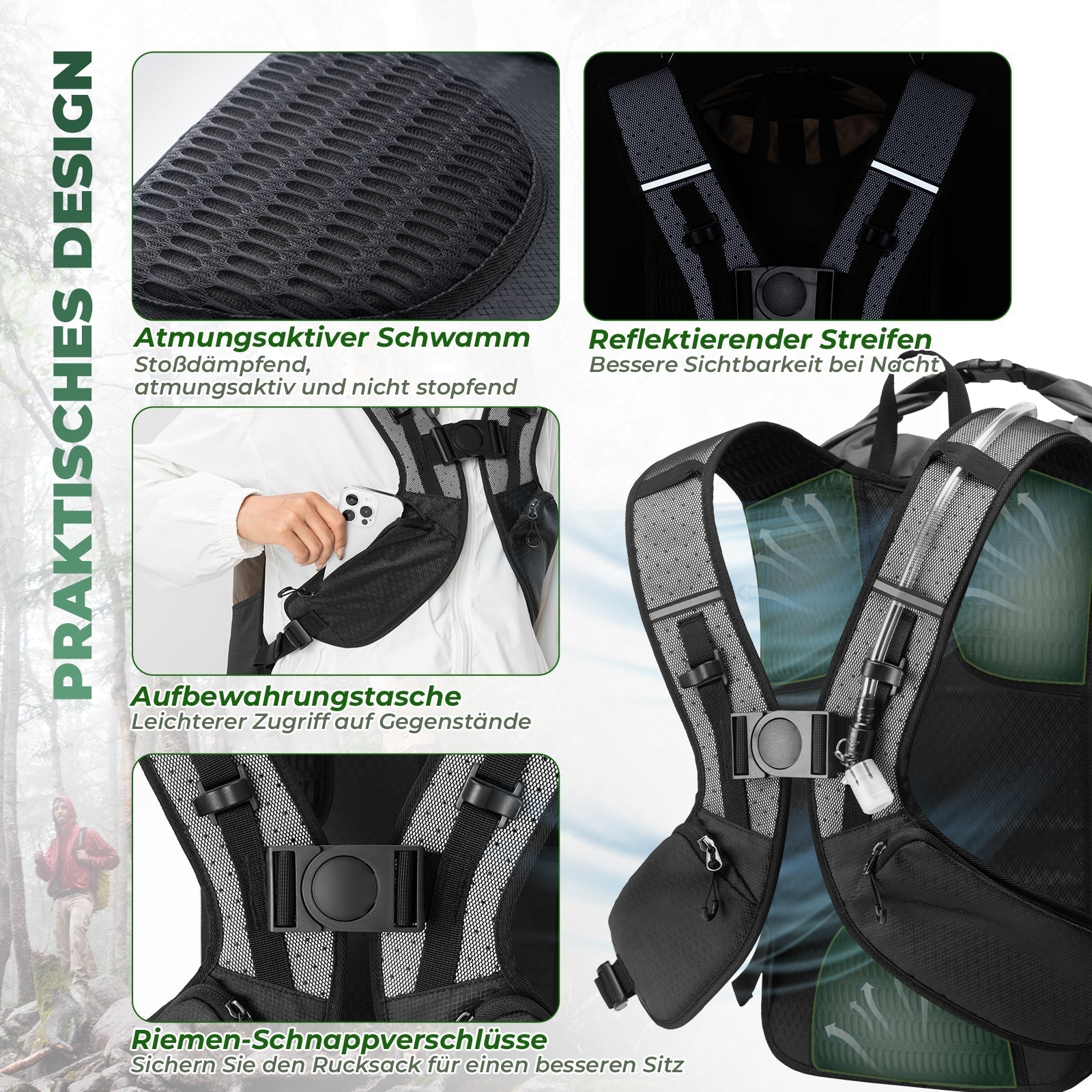 ROCKBROS Wanderrucksack Wasserdicht Split 2 in 1 Rucksack für Fahrrad 24L - Rucksack ROCKBROS - EU - NooMii