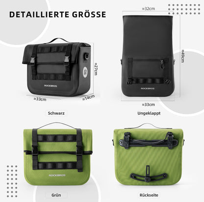 ROCKBROS Wasserdicht Fahrrad Gepäckträgertasche mit Schultergurt hinten 15L - Fahrradtaschen ROCKBROS - EU - NooMii