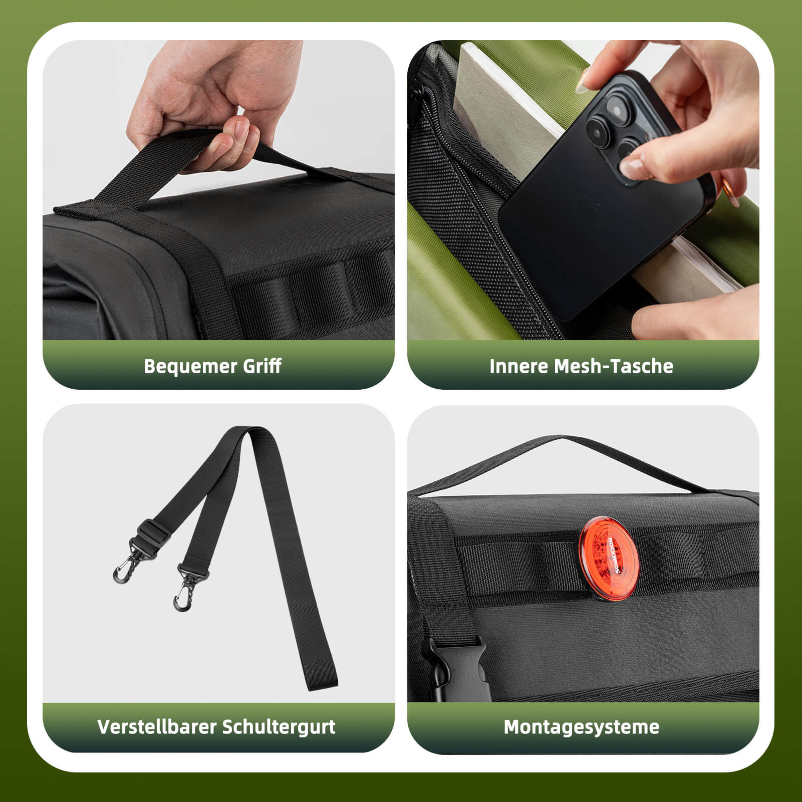 ROCKBROS Wasserdicht Fahrrad Gepäckträgertasche mit Schultergurt hinten 15L - Fahrradtaschen ROCKBROS - EU - NooMii