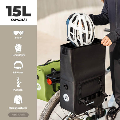 ROCKBROS Wasserdicht Fahrrad Gepäckträgertasche mit Schultergurt hinten 15L - Fahrradtaschen ROCKBROS - EU - NooMii