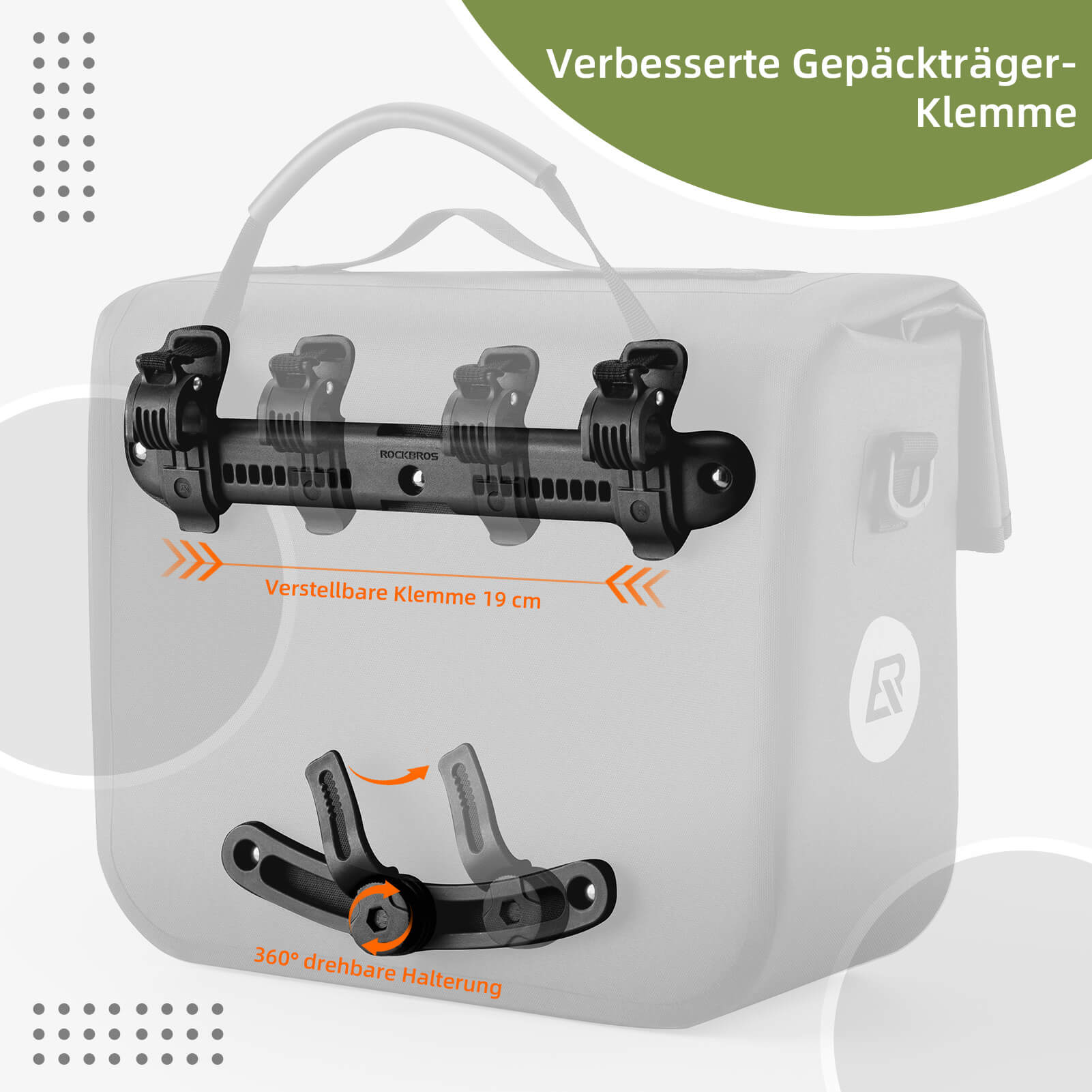 ROCKBROS Wasserdicht Fahrrad Gepäckträgertasche mit Schultergurt hinten 15L - Fahrradtaschen ROCKBROS - EU - NooMii