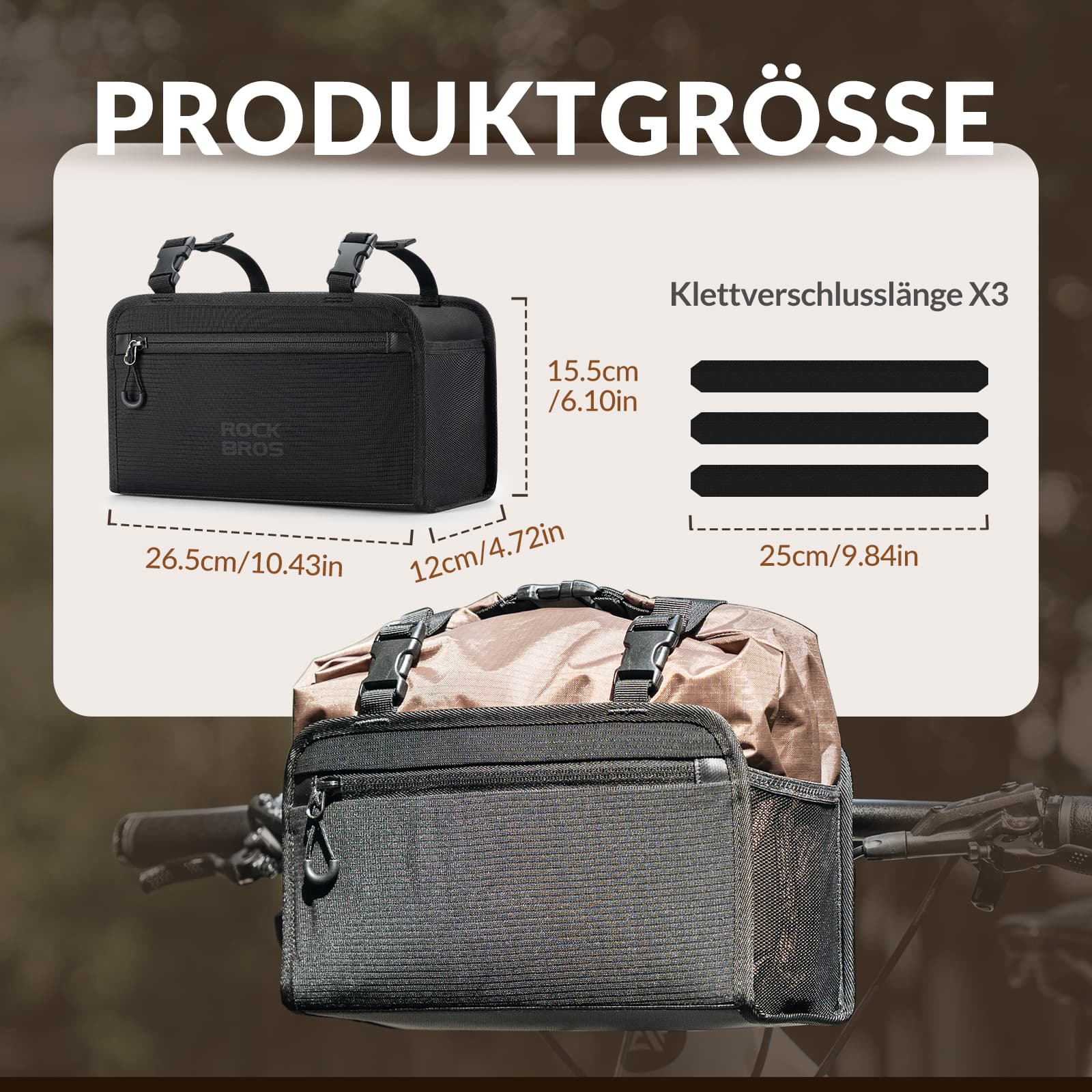 ROCKBROS Wasserdicht Lenkertasche Abnehmbar Fahrradkorb ca.5,5L - Fahrradtaschen ROCKBROS - EU - NooMii