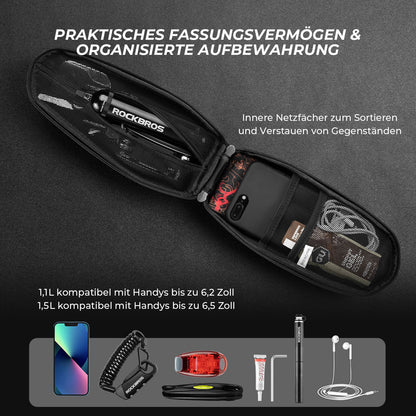 ROCKBROS Wasserdicht Oberrohrtasche Satteltasche 1L/1,5L Schwarz - Fahrradtaschen ROCKBROS - EU - NooMii