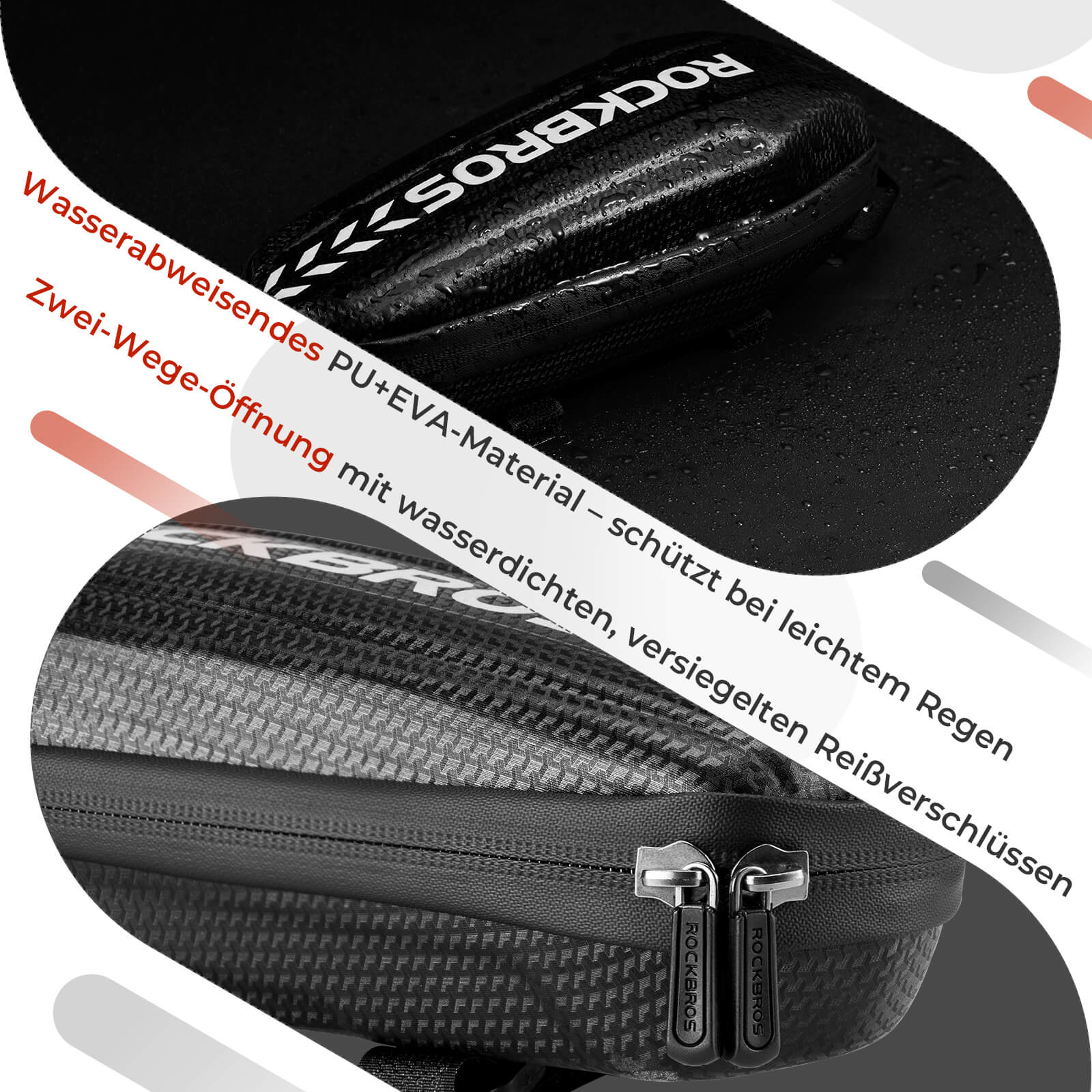 ROCKBROS Wasserdicht Oberrohrtasche Satteltasche 1L/1,5L Schwarz - Fahrradtaschen ROCKBROS - EU - NooMii