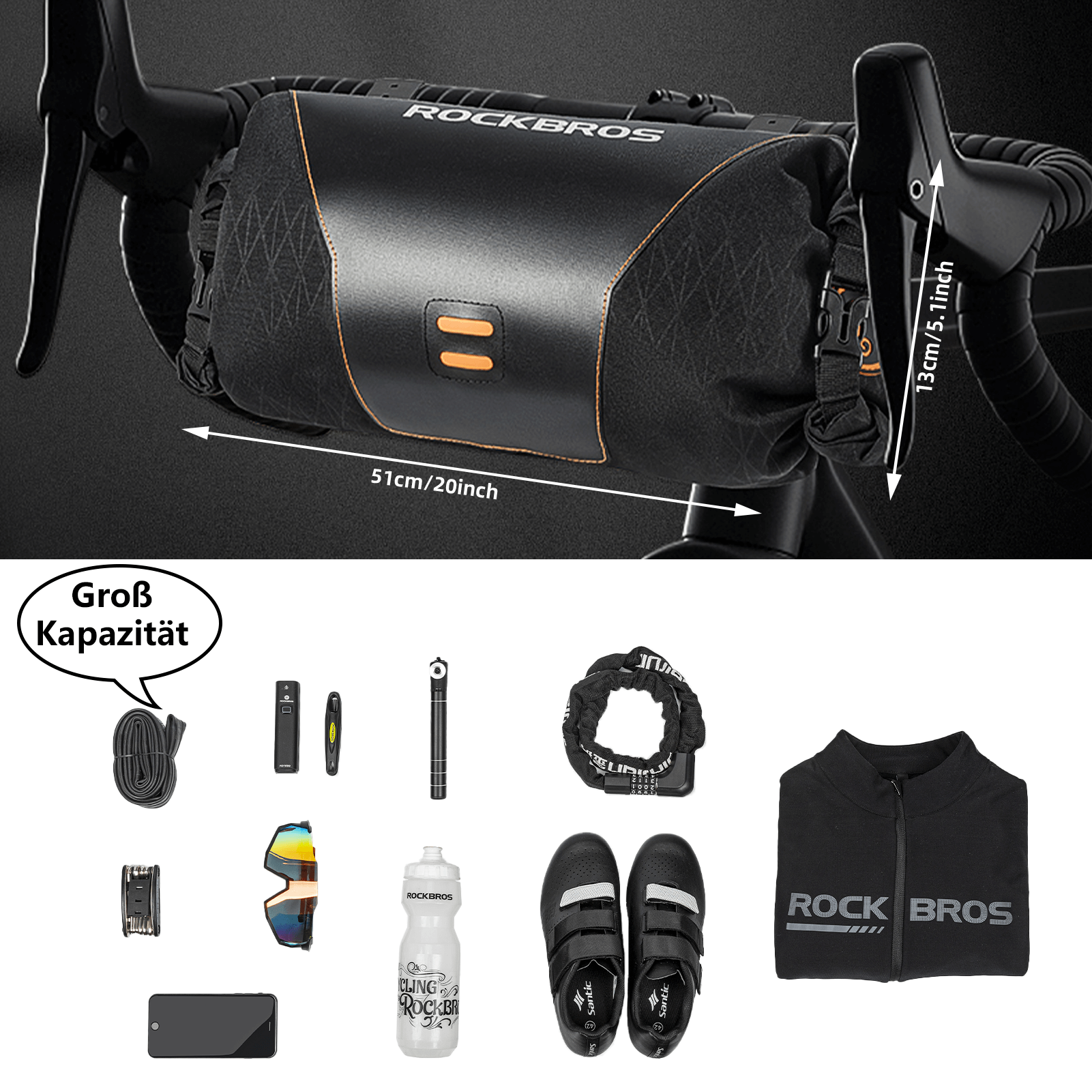 ROCKBROS Wasserdichte Fahrrad Lenkertasche 2L mit Öffnungsdesign - Fahrradtaschen ROCKBROS - EU - NooMii
