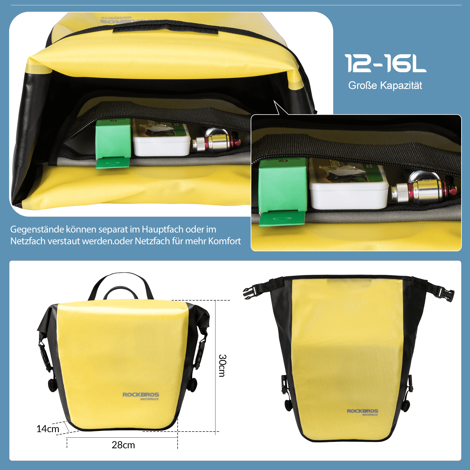 ROCKBROS Wasserdichte Gepäckträgertasche 12 - 16L - Fahrradtaschen ROCKBROS - EU - NooMii