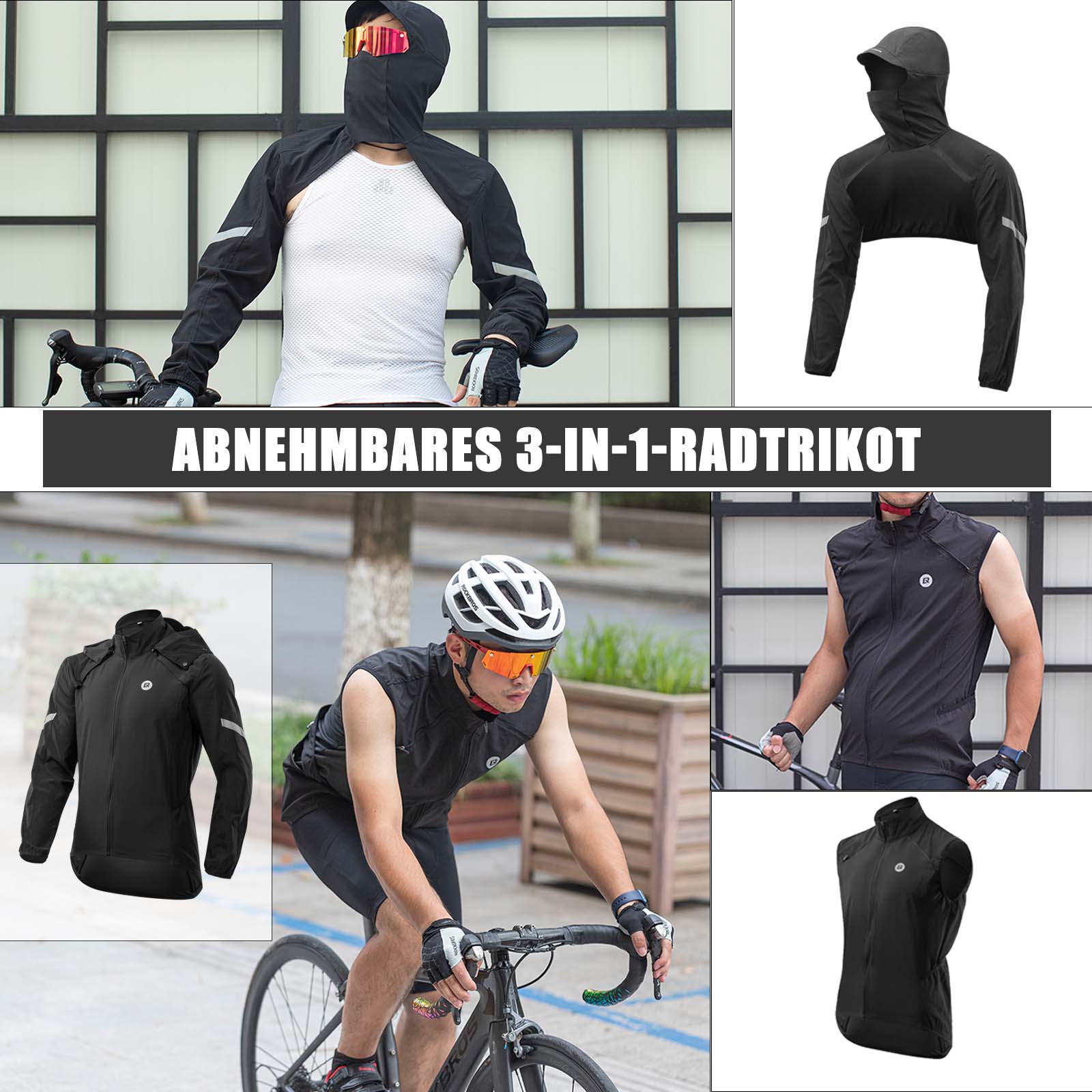 ROCKBROS Winddichte Fahrrad Jacke mit abnehmbarem Ärmel Softshelljacke - Fahrradjacke ROCKBROS - EU - NooMii
