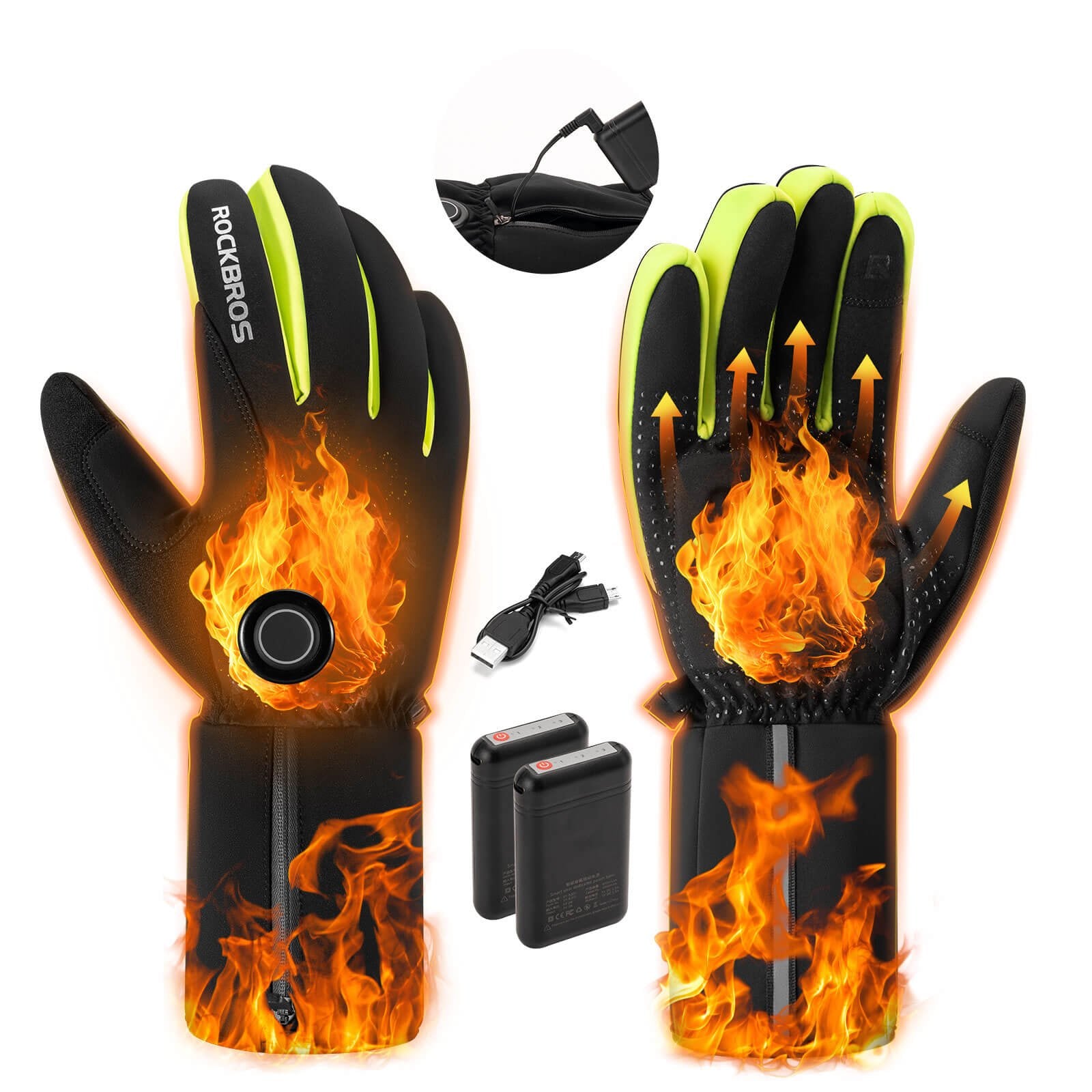 ROCKBROS Winter Beheizte Fahrradhandschuhe Touchscreen Handschuhe M - 2XL - Fahrradhandschuhe ROCKBROS - EU - NooMii