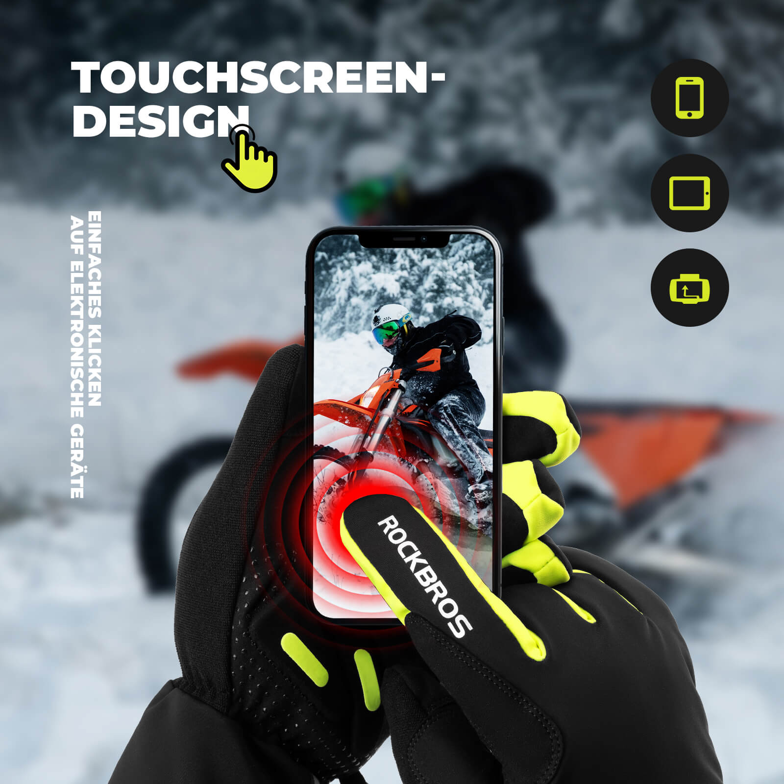 ROCKBROS Winter Beheizte Fahrradhandschuhe Touchscreen Handschuhe M - 2XL - Fahrradhandschuhe ROCKBROS - EU - NooMii