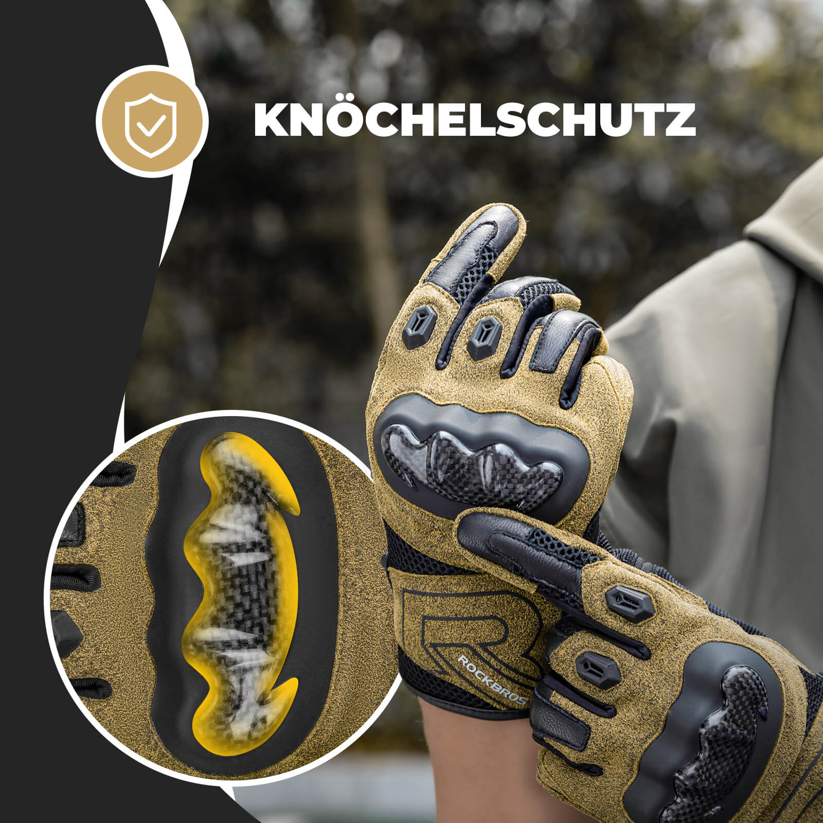 ROCKBROS Winter Fahrradhandschuhe Atmungsaktiv Schlagfest Touchscreen Braun - Fahrradhandschuhe ROCKBROS - EU - NooMii