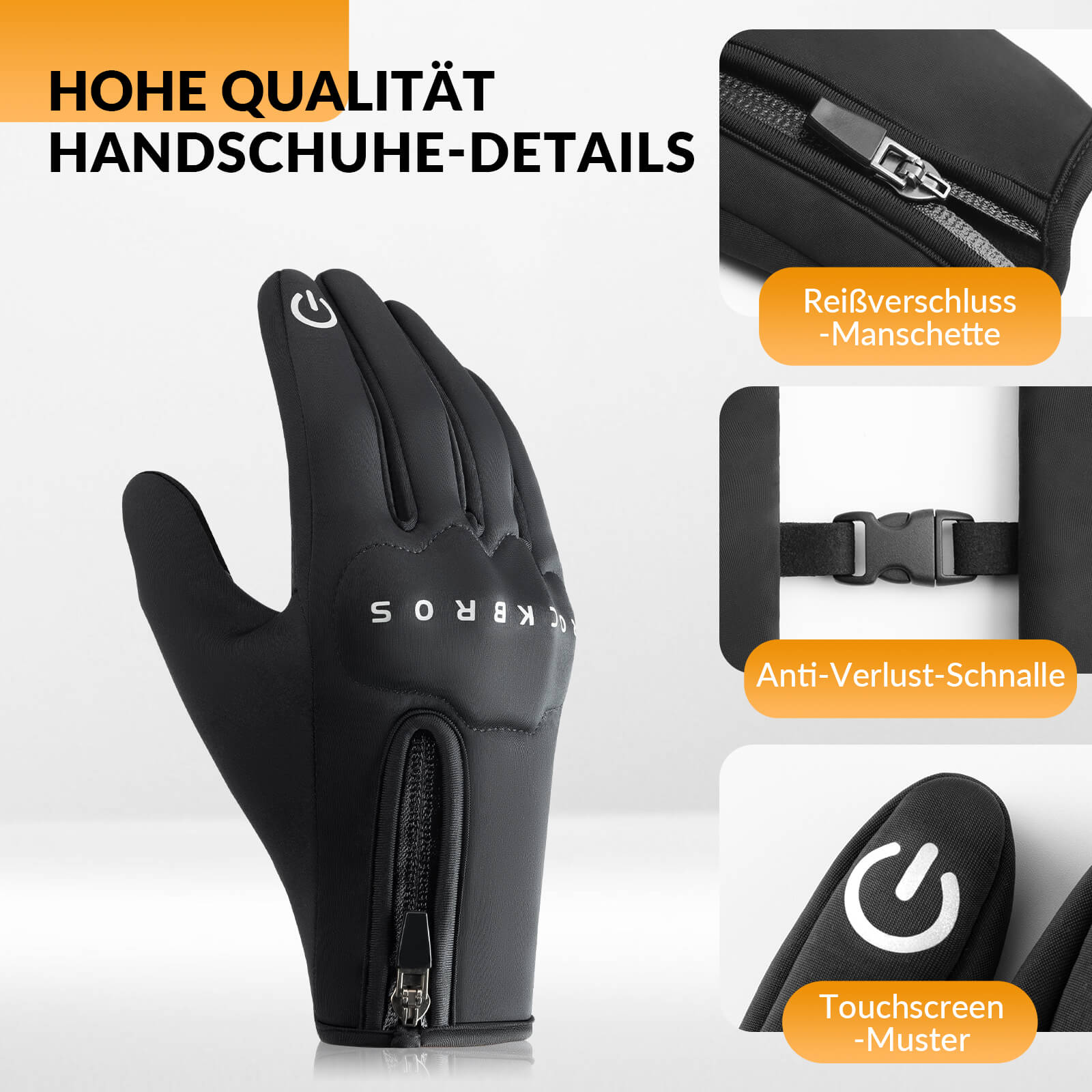 ROCKBROS Winter Fahrradhandschuhe mit Gel Gepolstert Touchscreen - fähig - Fahrradhandschuhe ROCKBROS - EU - NooMii