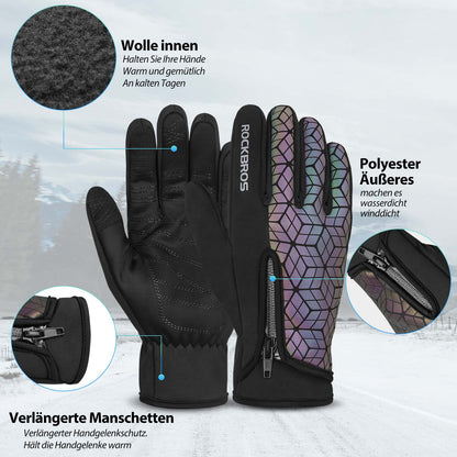 ROCKBROS Winter Fahrradhandschuhe Warm für Fahrrad Laufen Fitness Unisex - Fahrradhandschuhe ROCKBROS - EU - NooMii