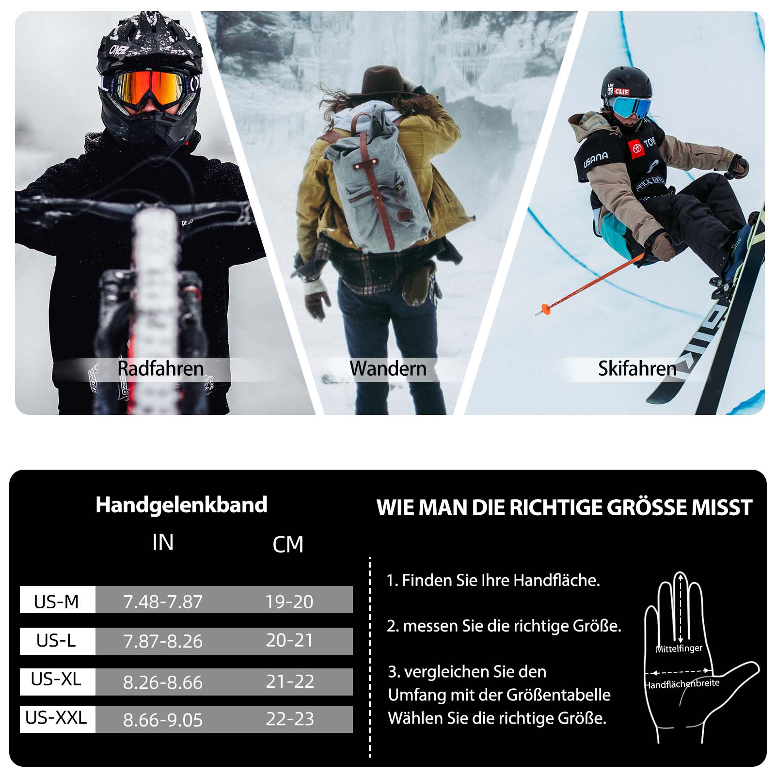 ROCKBROS Winter Fahrradhandschuhe Warm für Fahrrad Laufen Fitness Unisex - Fahrradhandschuhe ROCKBROS - EU - NooMii