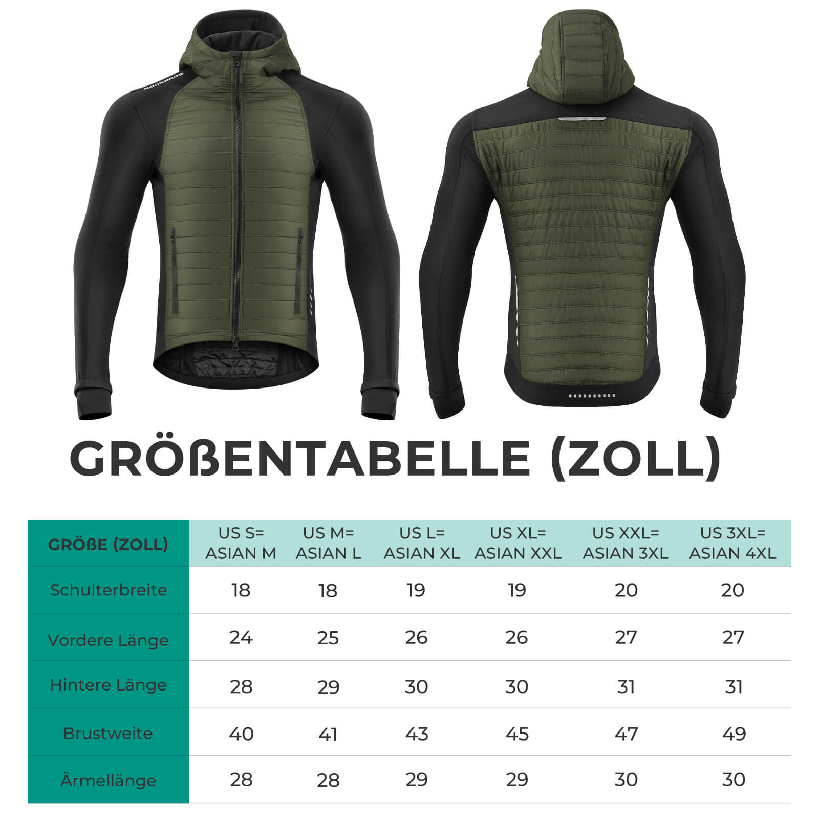 ROCKBROS Winter Fahrradjacke Herren Winddicht Thermo Softshelljacke mit Kapuze - Fahrradjacke ROCKBROS - EU - NooMii