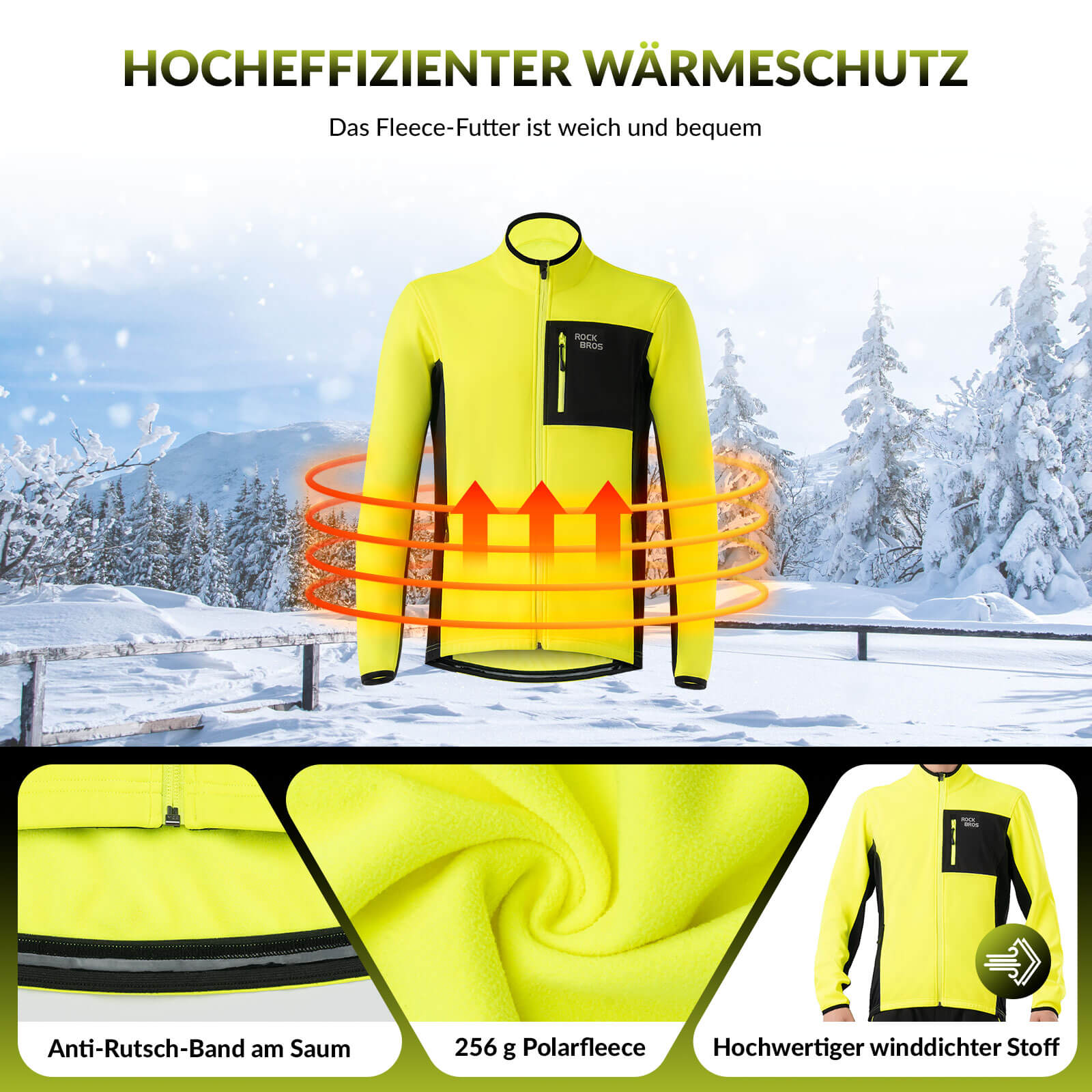 ROCKBROS Winter Fahrradjacke Herren Winddicht Warm Wanderjacke - Fahrradjacke ROCKBROS - EU - NooMii