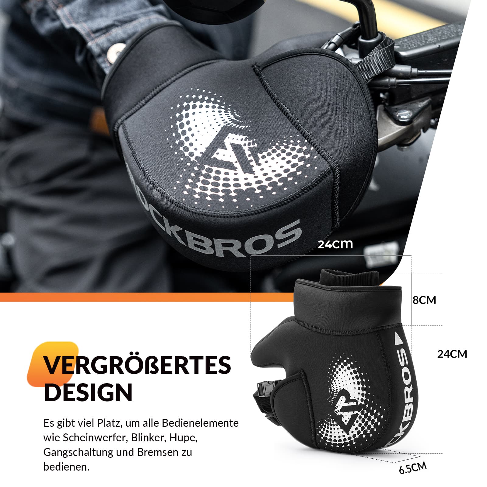 ROCKBROS Winter Lenkerstulpen Winddicht Motorrad Handschuhe Schwarz - Lenkerstulpe ROCKBROS - EU - NooMii