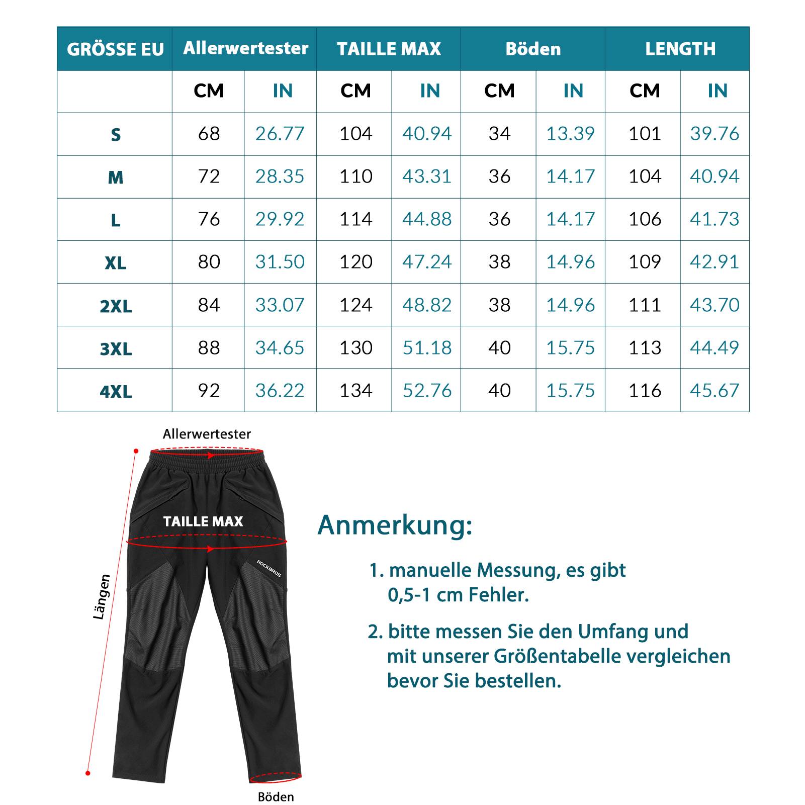 ROCKBROS Winter Radlerhose Herren Lange Fahrradhose Warm Fleece - Fahrradhose ROCKBROS - EU - NooMii