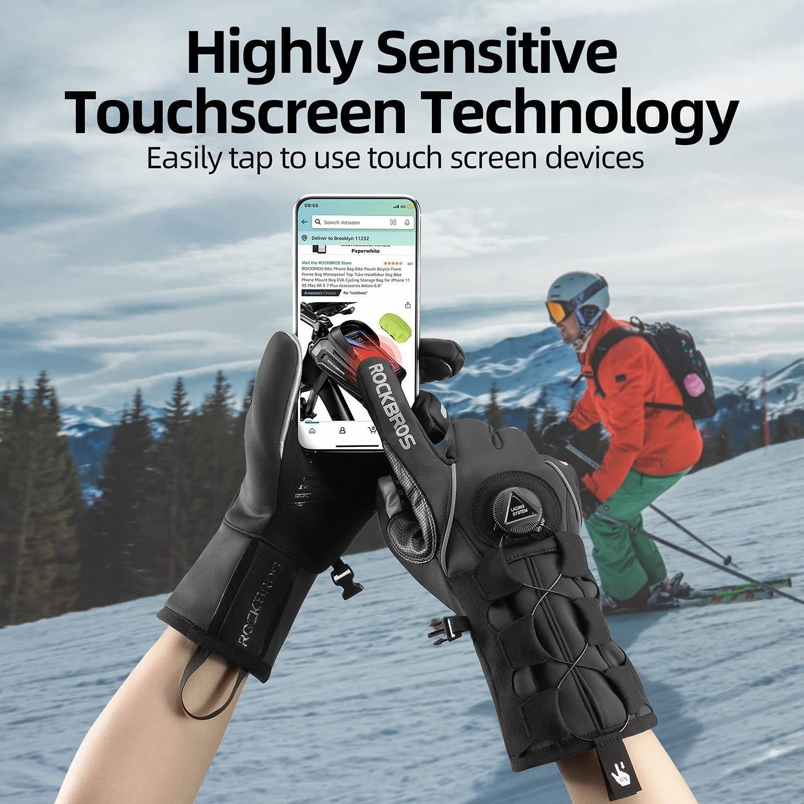 ROCKBROS Winter Skihandschuhe Touchscreen - Design Winddicht Unisex - Fahrradhandschuhe ROCKBROS - EU - NooMii