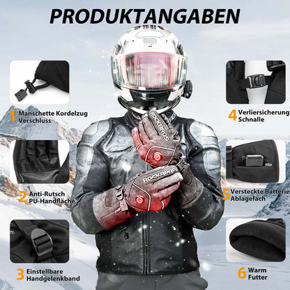 ROCKBROS Winter Skihandschuhe Wiederaufladbare Beheizte Handschuhe Schwarz - Fahrradhandschuhe ROCKBROS - EU - NooMii