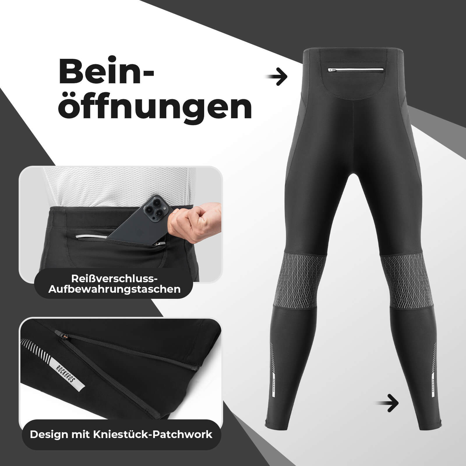ROCKBROS Winter Thermo - Fahrradhose Fleece - Kompressions - Leggings 3 Taschen - Fahrradhose ROCKBROS - EU - NooMii