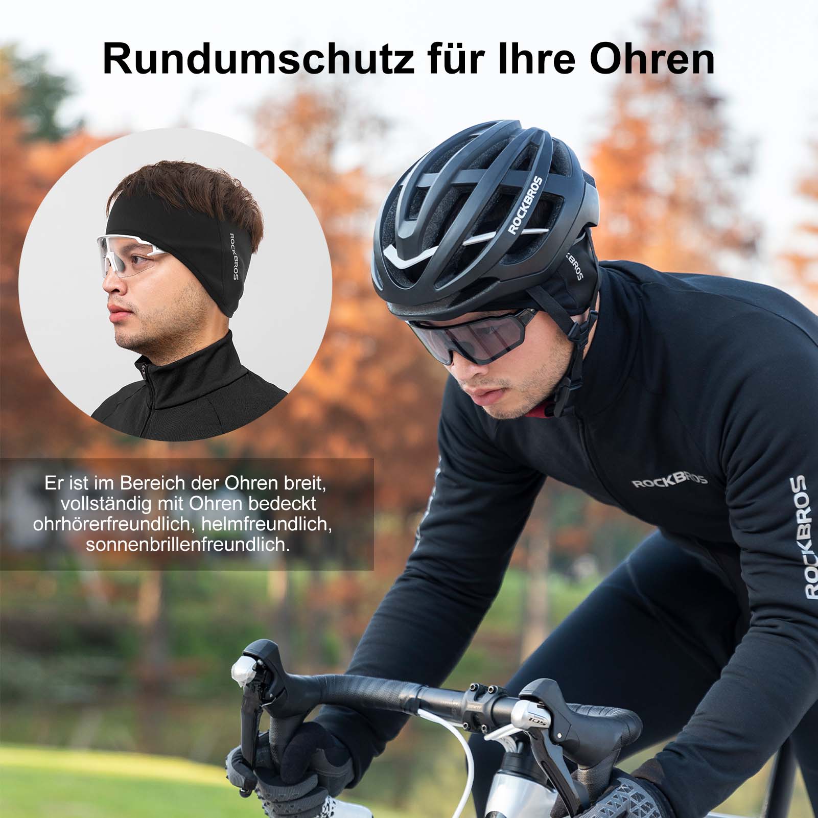ROCKBROS Winter Thermo Radfahren Ohrwärmer Stirnbänder für Männer Frauen - Fahrrad Mütze ROCKBROS - EU - NooMii