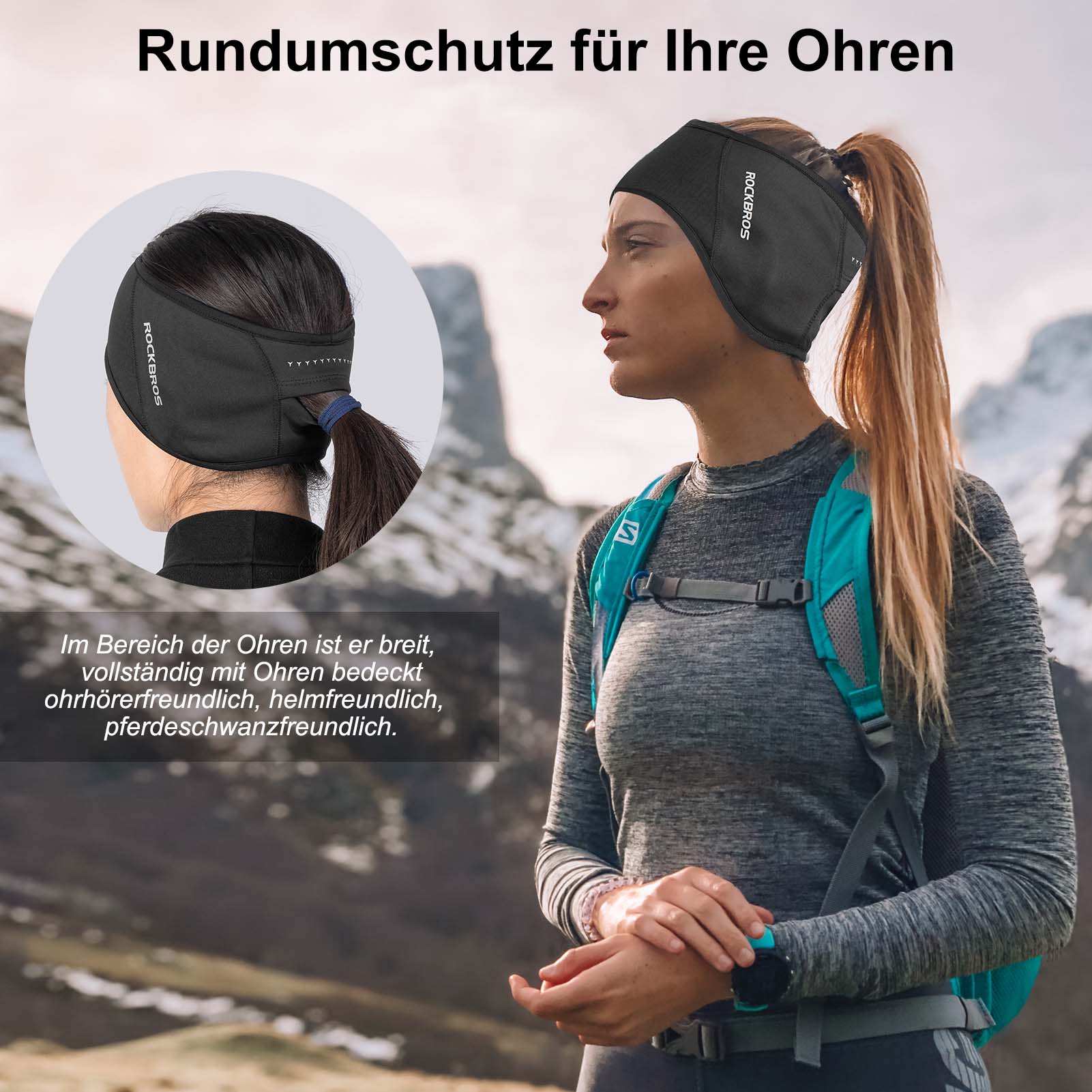 ROCKBROS Winter Thermo Radfahren Ohrwärmer Stirnbänder für Männer Frauen - Fahrrad Mütze ROCKBROS - EU - NooMii