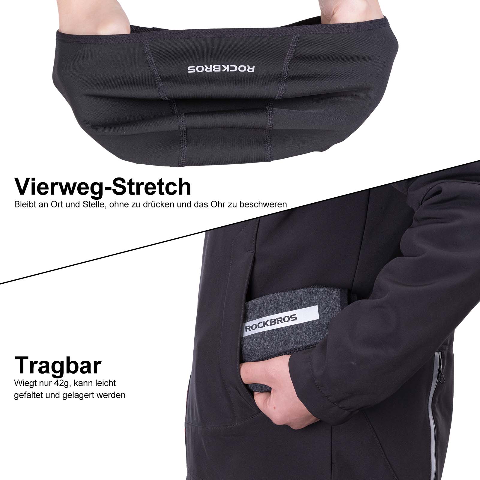 ROCKBROS Wintermütze Warm Strickmütze für Radfahren & Skifahren Schwarz - Fahrrad Mütze ROCKBROS - EU - NooMii