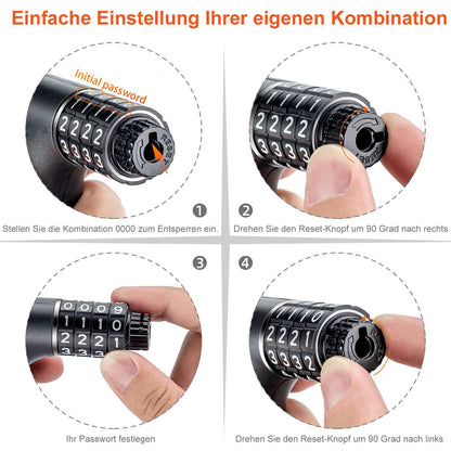 ROCKBROS Zahlenschloss mit 4 - stelligem Zahlencode 96 cm Länge - Fahrradschloss ROCKBROS - EU - NooMii