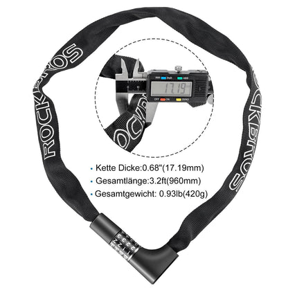 ROCKBROS Zahlenschloss mit 4 - stelligem Zahlencode 96 cm Länge - Fahrradschloss ROCKBROS - EU - NooMii
