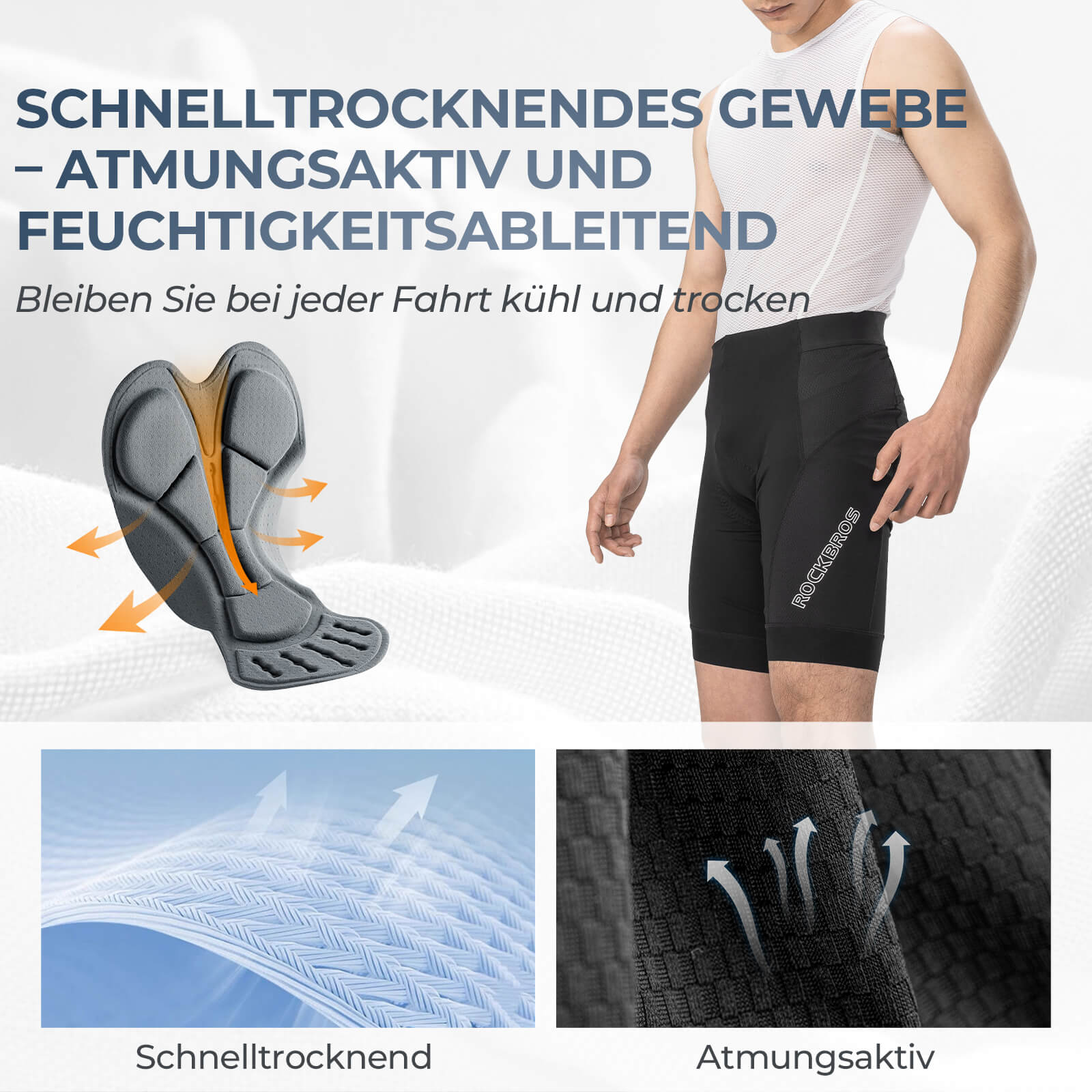 Schnelltrocknende Fahrradhose Atmungsaktiv Herren Sommer - Fahrradhose ROCKBROS - EU - NooMii