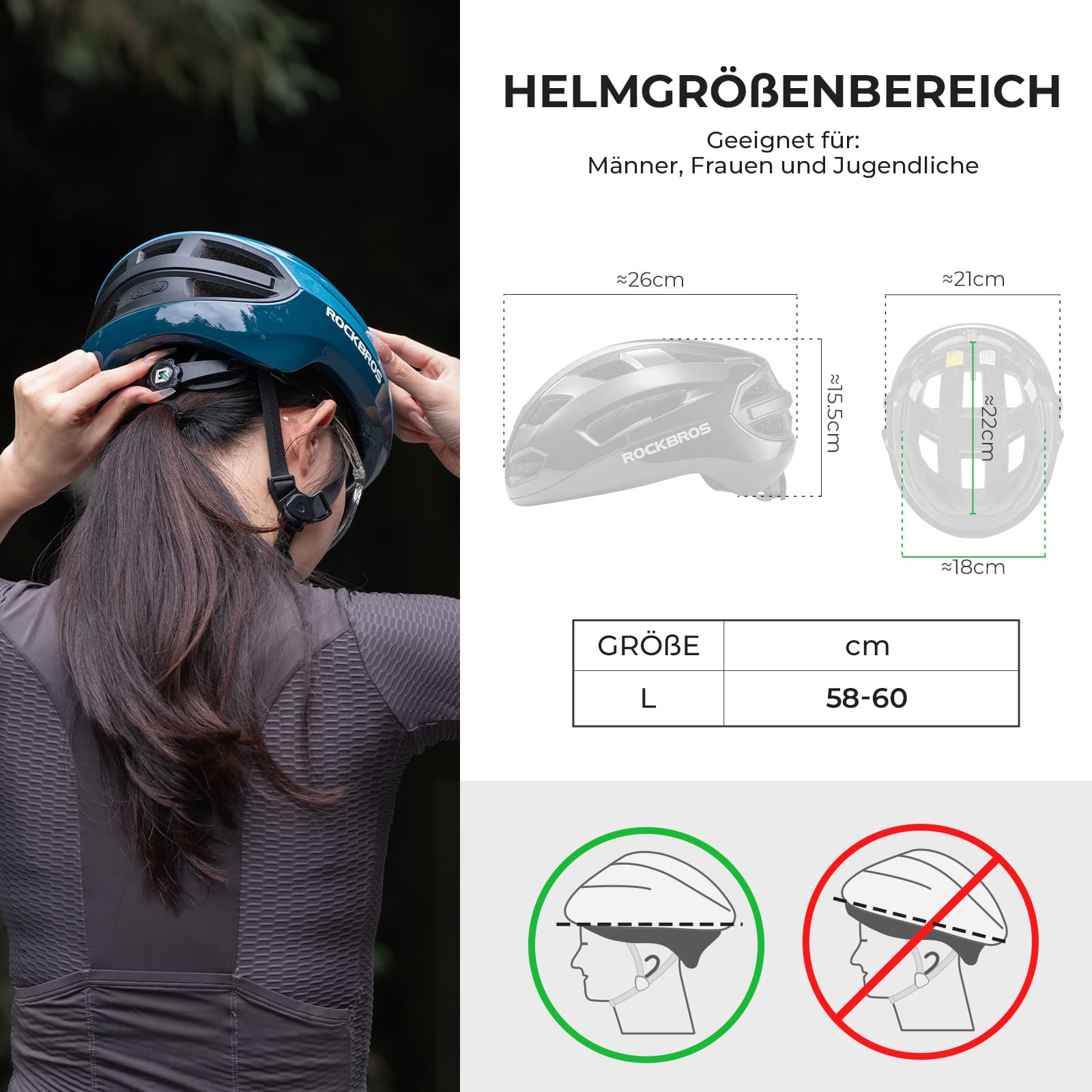 Smart Fahrradhelm mit Licht - Fahrradhelme ROCKBROS - EU - NooMii
