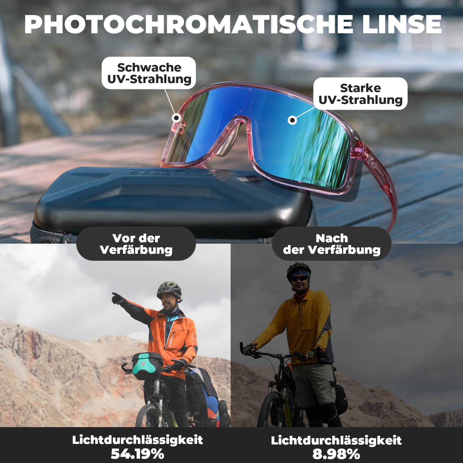 Sonnenbrille Selbsttönend UV400 - Schutz – SHOWDOW Serie - Fahrradbrille ROCKBROS - EU - NooMii