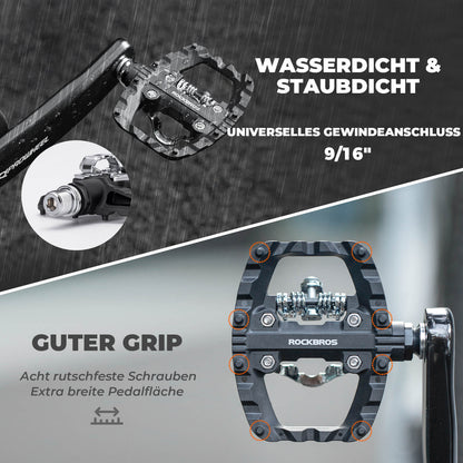 SPD - Klickpedale & Plattformpedale 2 - in - 1 inkl. Cleats 9/16" - Fahrradpedale ROCKBROS - EU - NooMii