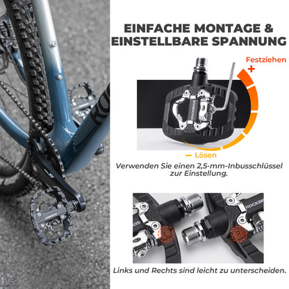 SPD - Klickpedale & Plattformpedale 2 - in - 1 inkl. Cleats 9/16" - Fahrradpedale ROCKBROS - EU - NooMii