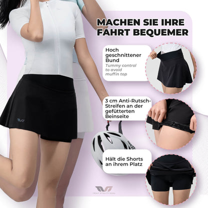 TVI Damen 2 in 1 Fahrradrock Kurze Gepolstert Radlerhose mit Tasche - Fahrradhose ROCKBROS - EU - NooMii