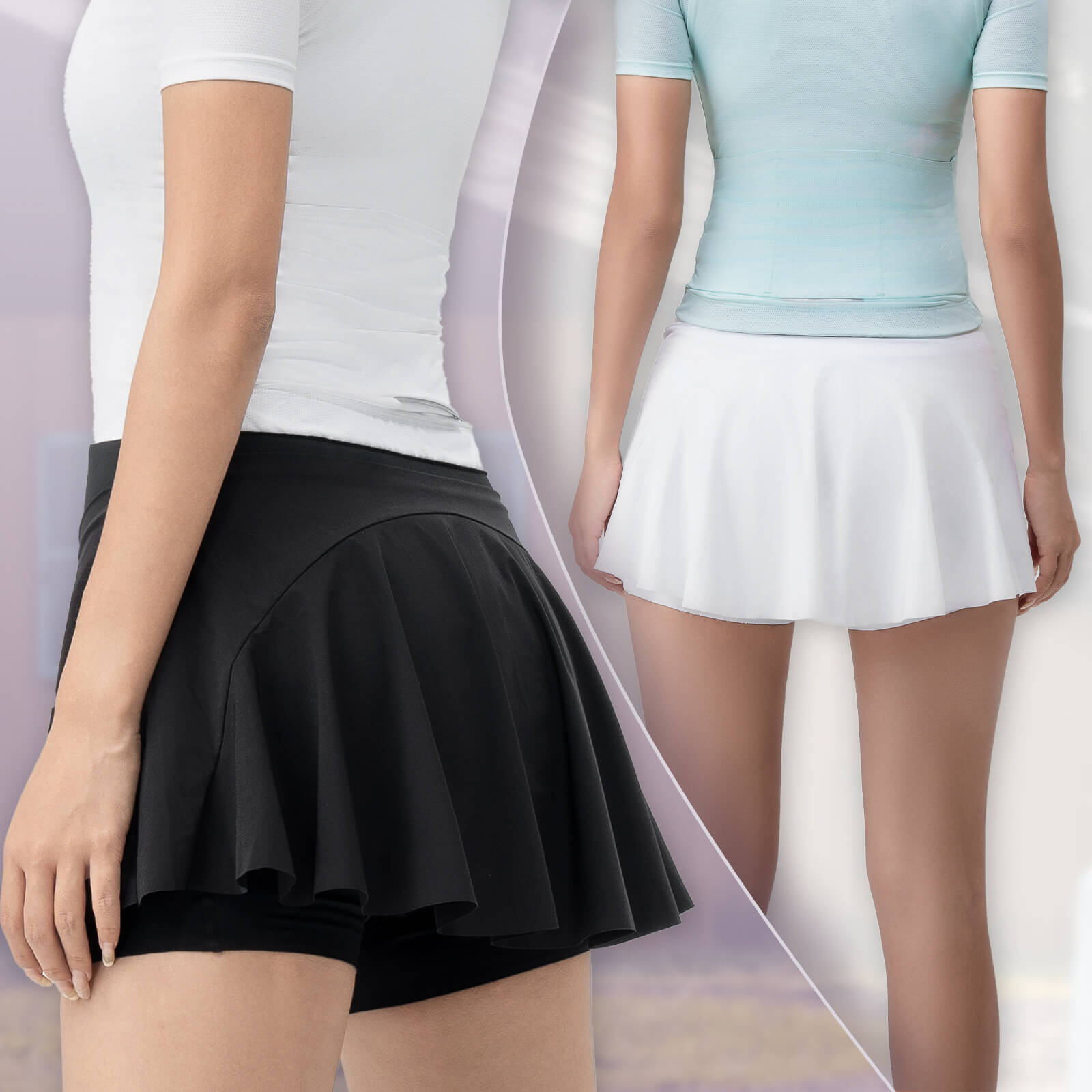 TVI Damen 2 in 1 Fahrradrock Kurze Gepolstert Radlerhose mit Tasche - Fahrradhose ROCKBROS - EU - NooMii