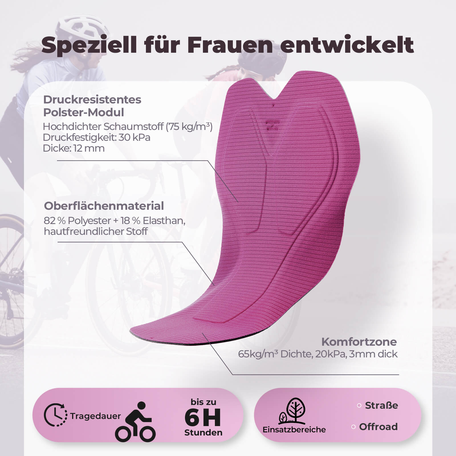 TVI Damen 2 in 1 Fahrradrock Kurze Gepolstert Radlerhose mit Tasche - Fahrradhose ROCKBROS - EU - NooMii
