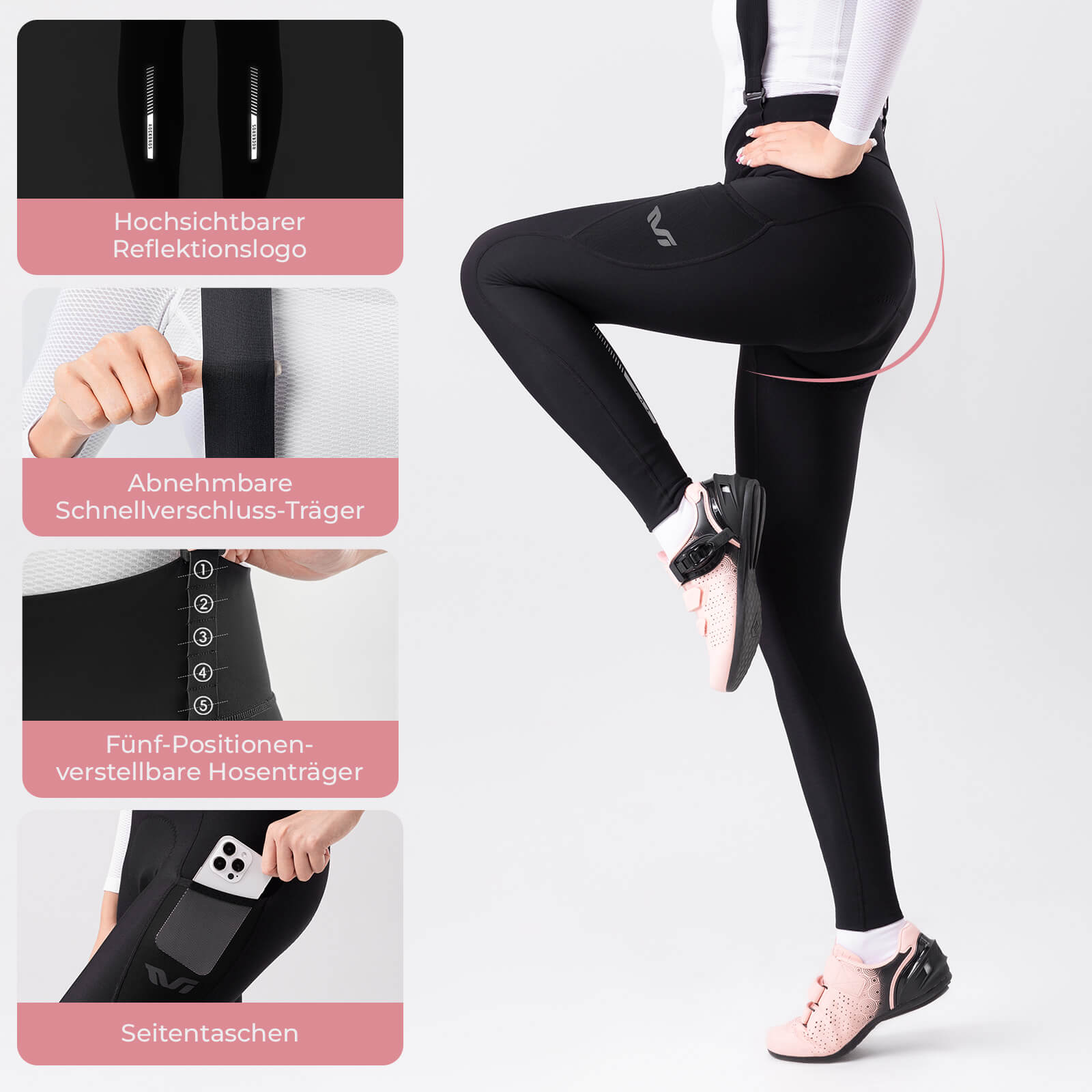 TVI Damen Trägerhose Fahrradhose Gepolstert Stoßfeste Thermo - Fahrradhose ROCKBROS - EU - NooMii