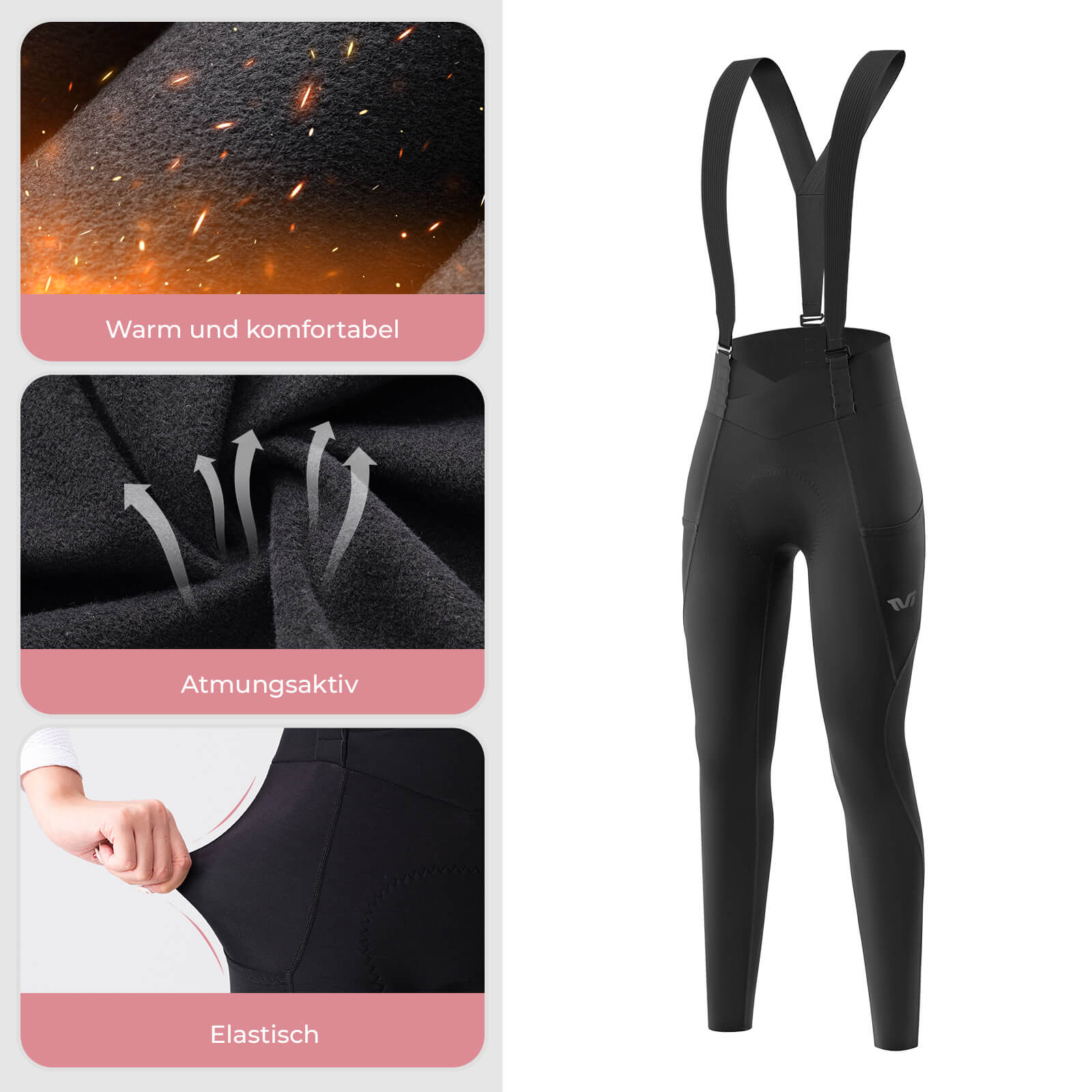 TVI Damen Trägerhose Fahrradhose Gepolstert Stoßfeste Thermo - Fahrradhose ROCKBROS - EU - NooMii