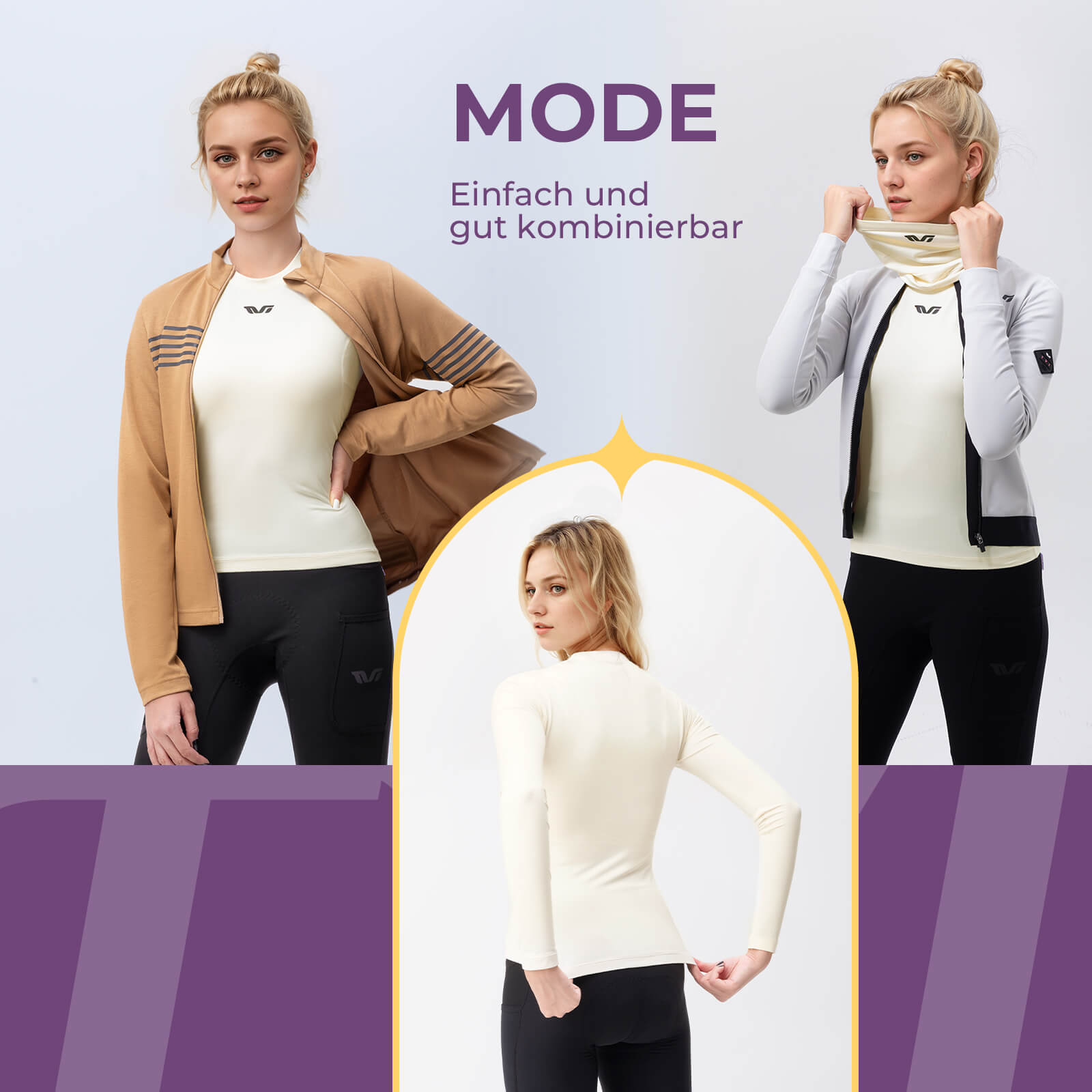 TVI Fahrrad Damen Thermounterwäsche Winter - Fahrradtrikot ROCKBROS - EU - NooMii